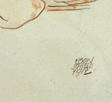 Egon Schiele - “Two friends, 1912”. Gesigneerd en gedateerd