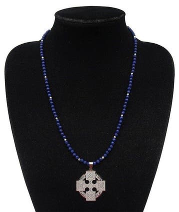 Lapis lazuli - Keltisch kruis der Hoge Koningen uit lapis