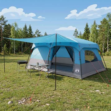 vidaXL Familietent 14-persoons Blauw Polyester en Staal, Verzenden, Nieuw