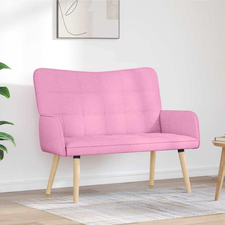 vidaXL Tweedelige Sofa Roze 115 x 61 x 87 cm Stof, Maison & Meubles, Canapés | Salons, Envoi