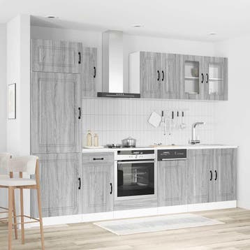 vidaXL 8-delige Keukenkastenset Kalmar bewerkt hout grijs, Verzenden