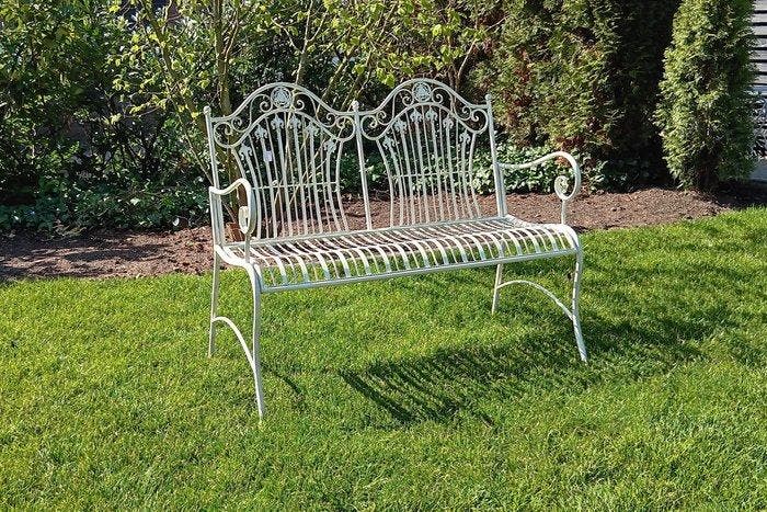 Banc de jardin - banquette de jardin ou de balcon blanc, Antiquités & Art, Curiosités & Brocante