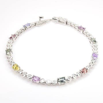 Collier - 18 carats Or blanc - 3.99ct. tw. Saphir - Diamant, Nieuw