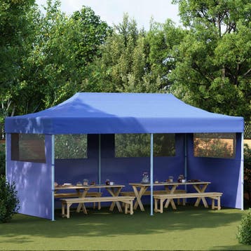 vidaXL Partytent 291 x 580 x 315 cm Blauw Oxford Stof, Verzenden, Nieuw