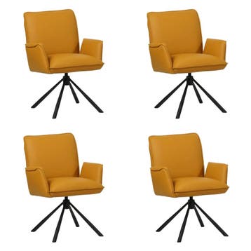 Set van 4 Leren draaibare eetkamerstoelen Elite - Toledo, Ophalen of Verzenden