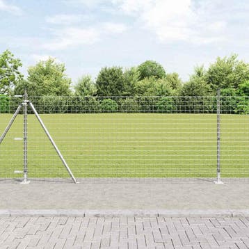 vidaXL Hekpaal met betonnen voet 13 st zilver Gepoedercoat, Verzenden, Nieuw