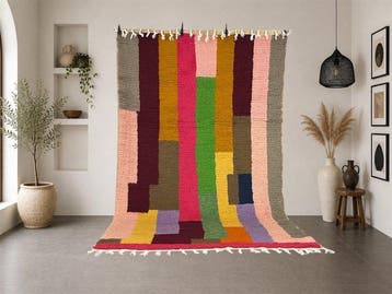 Berber, Tapis Azilal contemporain – Couleurs vibrantes -