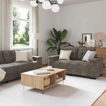 vidaXL bank / zetel 2 pcs Donkergrijs 221 x 80 x 80 cm Stof, Verzenden, Nieuw