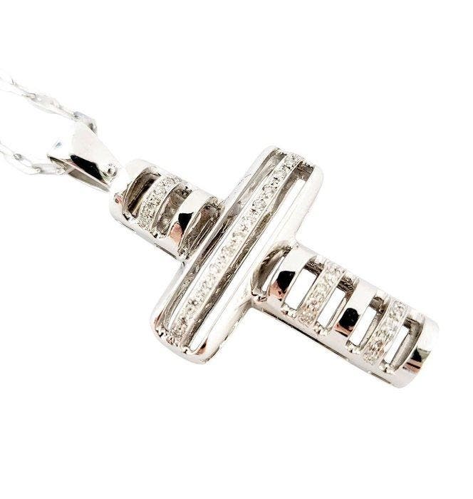 Ketting met hanger - 18 karaat Witgoud - 0.30ct. tw. Diamant, Bijoux, Sacs & Beauté, Bijoux anciens