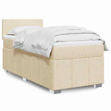vidaXL Boxspring met matras stof crèmekleurig 100x200 cm, Verzenden, Nieuw