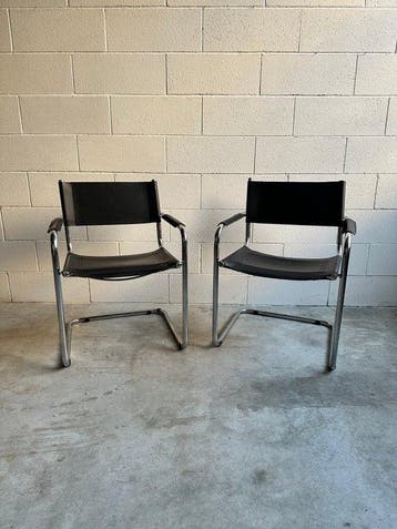 Fauteuil (2) - Cuir, Acier, Chromé(e) - Style Bauhaus en