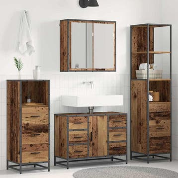 vidaXL Badkamermeubel Set 3 st Oud Hout 80 x 33 x 60 cm, Verzenden