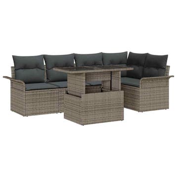 vidaXL Tuinbank Set 6 st Grijs [Synthetisch]: Poly Riet, Verzenden