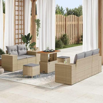 vidaXL Tuinbank Set 8 st 8-Aantal zitplaatsen Beige en, Verzenden, Nieuw