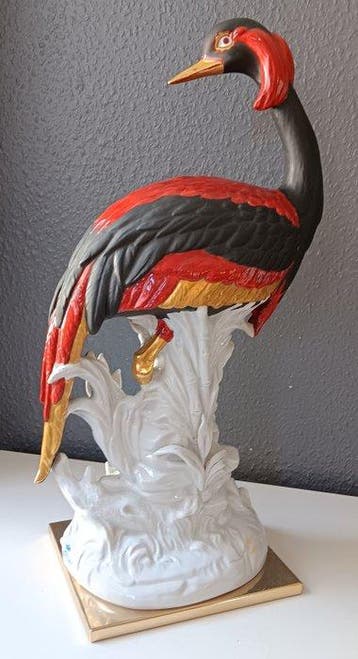 Società Porcellane Artistiche - sculptuur, Crane Bird - 50.5