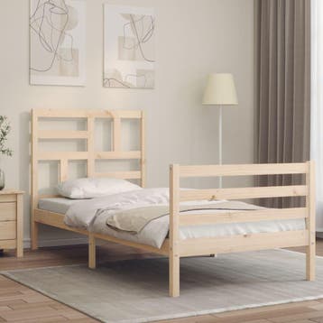 vidaXL Bedframe met hoofdbord massief hout, Verzenden, Nieuw