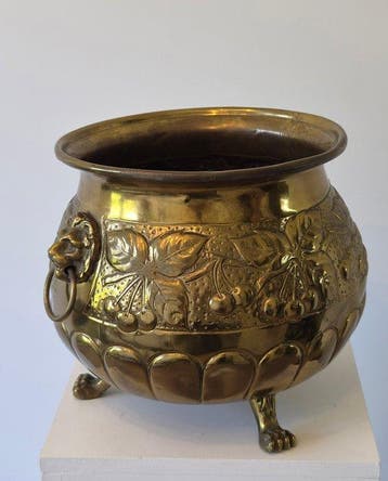 Jardinière - Antieke messing jardinière planter –