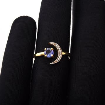 Trouwring - 14 karaat Geel goud - 0.53ct. tw. Tanzaniet -, Handtassen en Accessoires