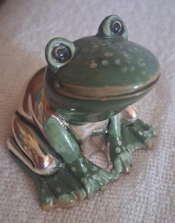 Statue, Rana laminata argento e dipinta a mano - 5.5 cm -