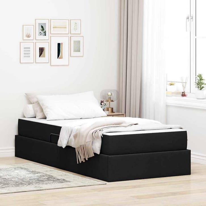 vidaXL Opbergbed met matras met matras Zwart 100 x 200 cm, Huis en Inrichting, Slaapkamer | Bedden, Nieuw, Verzenden