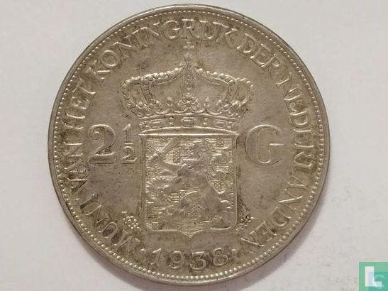 Nederland 2½ gulden 1938 (type 2), Postzegels en Munten, Munten | Nederland, Losse munt, Overige waardes, Goud, Zilver, Verzenden