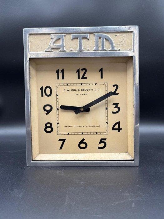 Stationsklok - S.A. Ing. Belotti & C. - Aluminium, IJzer -, Antiquités & Art, Antiquités | Horloges