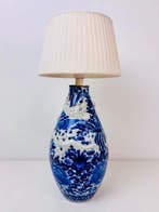 Tafellamp - Chinees Blauw-Wit Porseleinen Tafellamp met, Antiek en Kunst