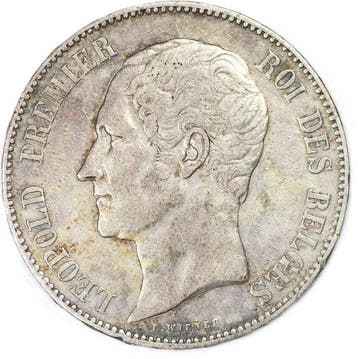 België. Leopold I. 5 Francs 1865 – Dot after F – Scarce