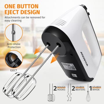 Handmixer - 5 Snelheden met Turbo - RVS Deeghaken & Gardes -, Verzenden, Nieuw