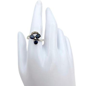 Zonder minimumprijs - Ring Zilver - Blauwe saffier, Nieuw