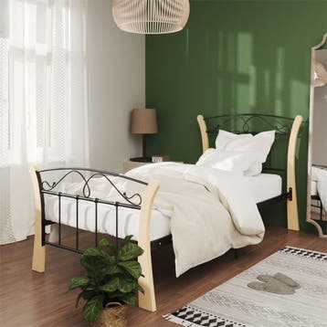 vidaXL Bedframe metaal zwart 90x200 cm, Verzenden
