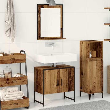 vidaXL Badkamermeubel Set 2 st Bruin Bewerkt hout, Verzenden, Nieuw