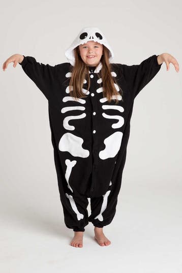 Onesie Skelet Pak 128-134 Skeletpak Kostuum Zwart Wit Botten, Ophalen of Verzenden