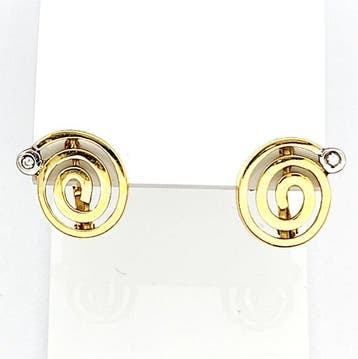Oorbellen - 18 karaat Geel goud - 0.04ct. tw. Diamant