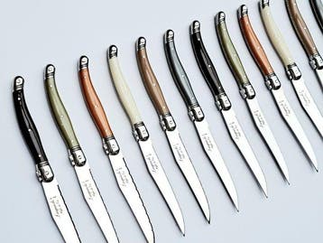 Laguiole - 12x Steak Knives - various colours - style de -