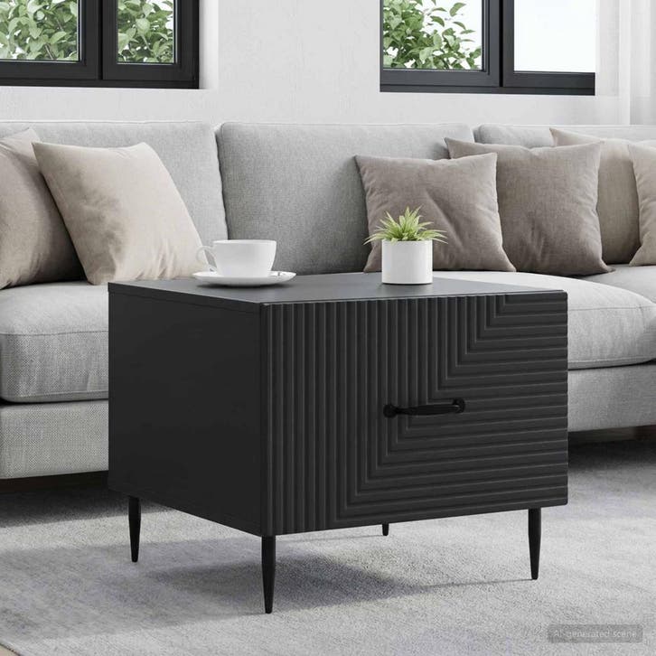 vidaXL Salontafel met lade Zwart 49 x 50 x 40 cm Bewerkt, Maison & Meubles, Tables | Tables de salon, Envoi