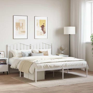 vidaXL Bedframe met hoofdbord metaal wit 180x200 cm, Huis en Inrichting, Slaapkamer | Bedden, Verzenden, Nieuw