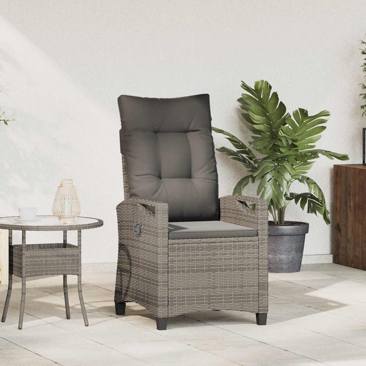 vidaXL Ligstoel voor Tuin Grijs en Donkergrijs 56 x 60 x 112, Tuin en Terras, Tuinstoelen, Nieuw, Verzenden
