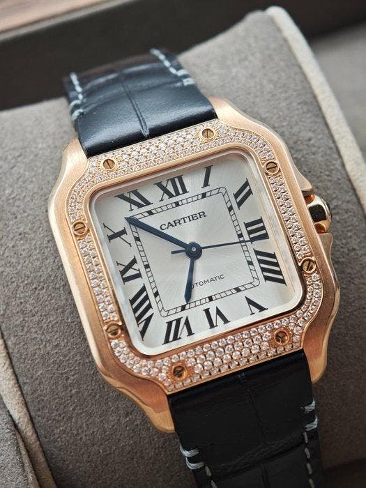 Cartier - Santos de Cartier Medium Factory Diamonds -, Handtassen en Accessoires, Horloges | Heren