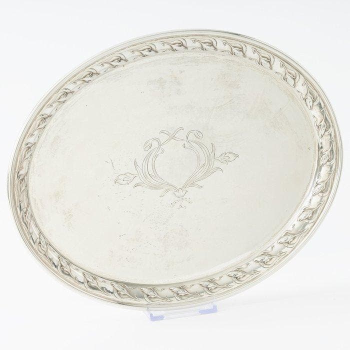 Koch & Bergfeld, Bremen ca. 1900 - Dienblad - .800 zilver, Antiquités & Art, Antiquités | Argent & Or