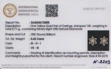Oorstekers - 14 karaat Geel goud - 0.42ct. tw. Diamant