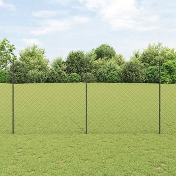 vidaXL Kettinglink hek met paal 10 x 1,5 m PVC-Coated Staal, Verzenden, Nieuw