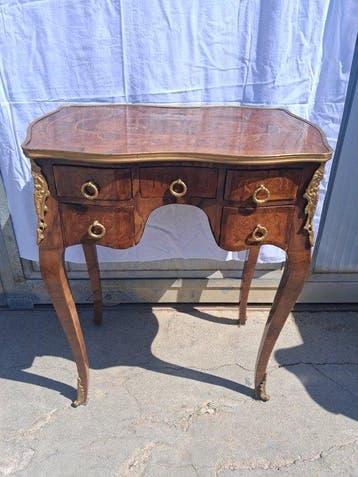 Tafel - Verguld brons - antieke tafel met inlegwerk