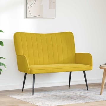 vidaXL 2-Zits Sofa Geel 115 x 61 x 87 cm fluweel, Verzenden, Nieuw