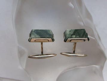 Zilver, Jasper - Manchetknopen - Art Deco