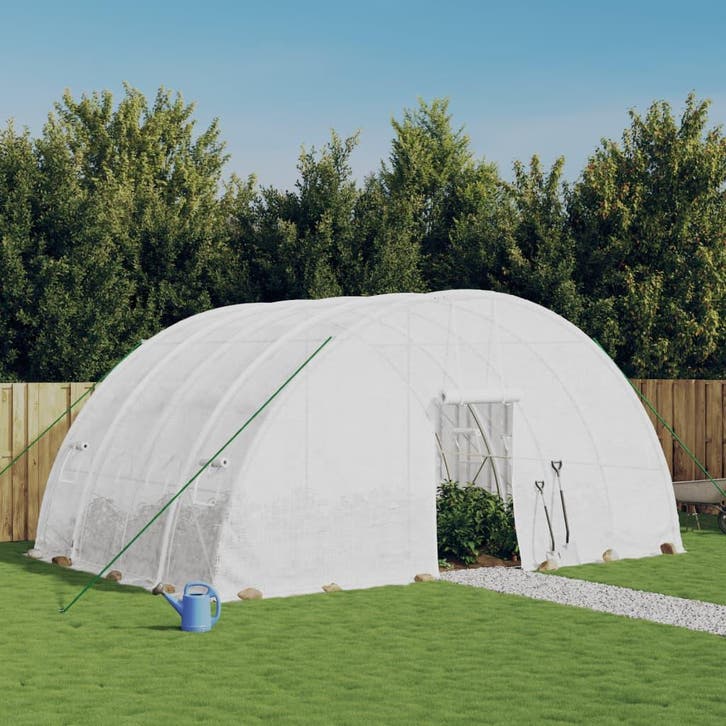 vidaXL Kas met stalen frame wit 24 m² 6x4x2,85 m, Jardin & Terrasse, Serres, Envoi