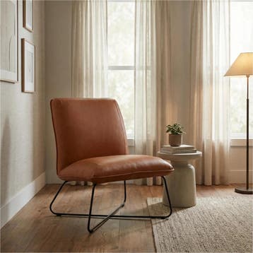 Leren fauteuil Less - Rancho Cognac (cognac), Ophalen of Verzenden