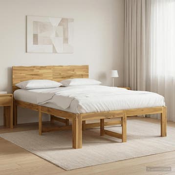 vidaXL Tweepersoonsbed met hoofdbord ROSTOCK Wit 140 x 190, Verzenden, Nieuw