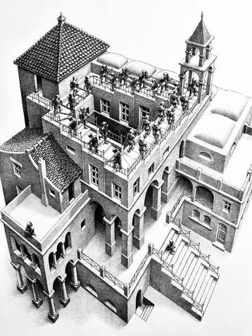 M.C. Escher (1898-1972), after - Ascending and Descending