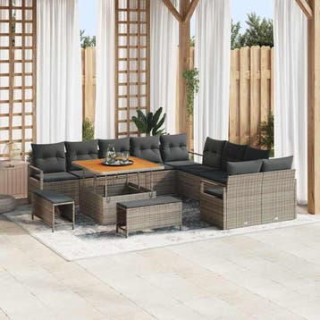 vidaXL Tuinbank Set 13 st 12-Aantal zitplaatsen Grijs, Verzenden, Nieuw